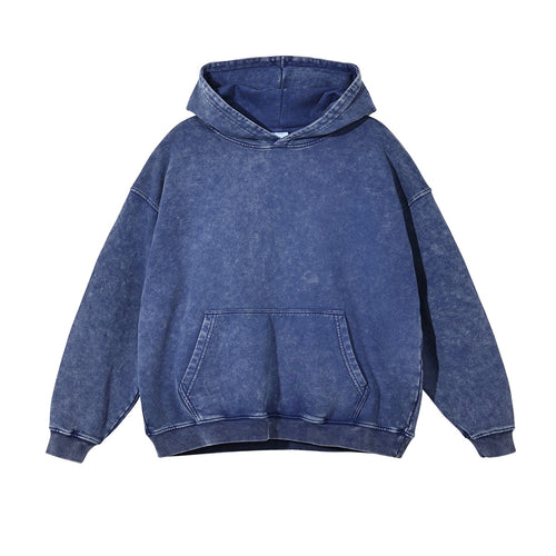 Blue vintage washhoodie on a white background