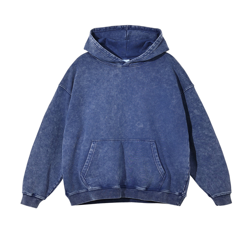 Blue vintage washhoodie on a white background