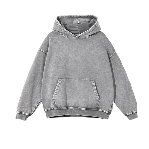 Gray hoodie with a pocket on a white background